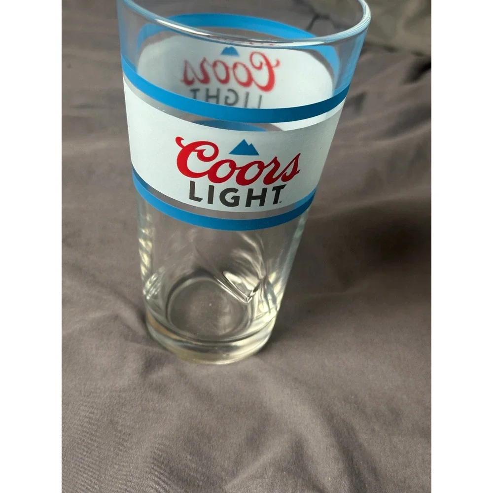 Coors Light Silver Bullet Pint Glass Embossed Mountain Logo Beer Barware Clear